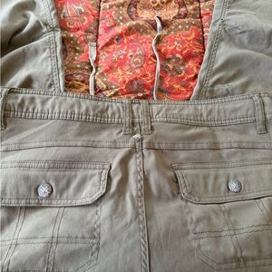 Prana Olive Green Cargo Pants with Paisley Contrast